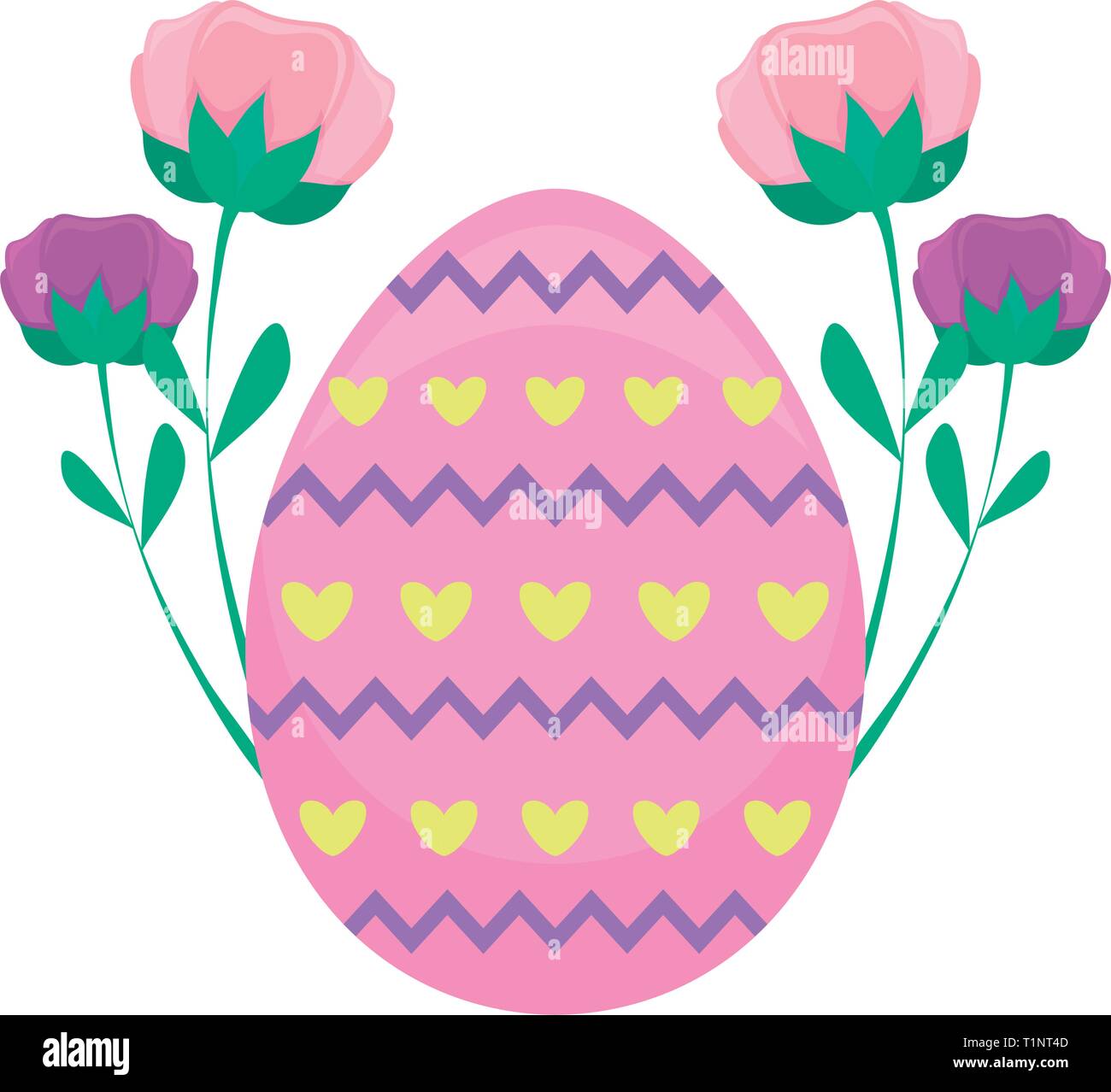 decorated egg of easter with flowers vector illustration design Stock ...