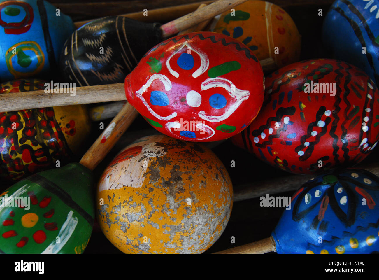 These beautiful Maracas have been hand painted and handed down in the family for generations, by