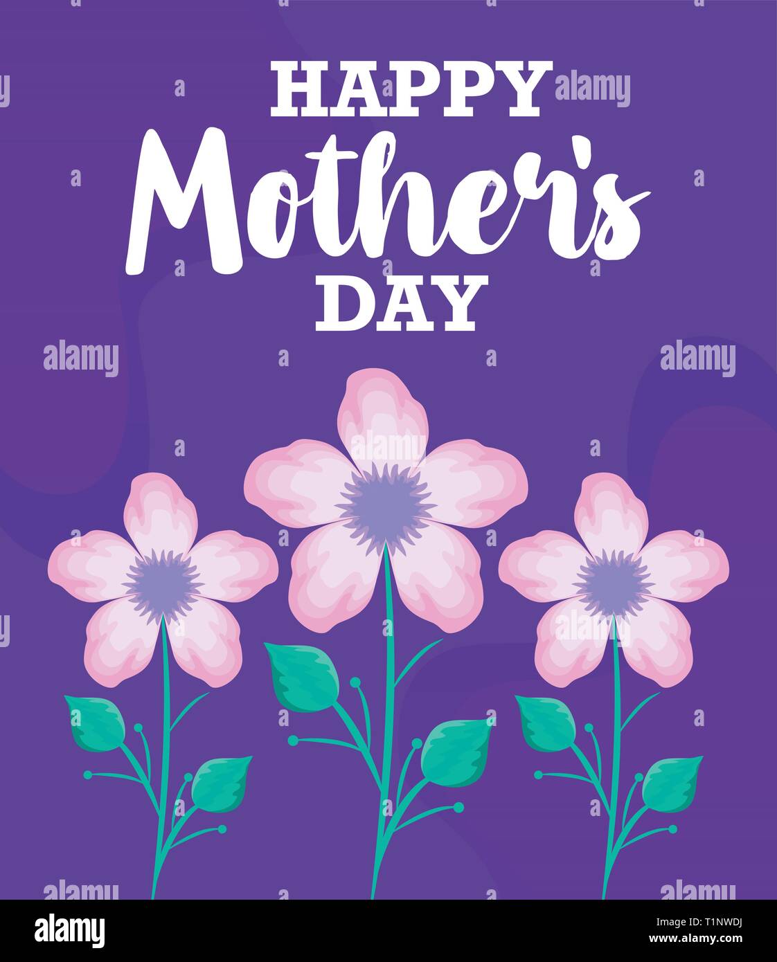 happy mother day card with flowers decoration vector illustration ...