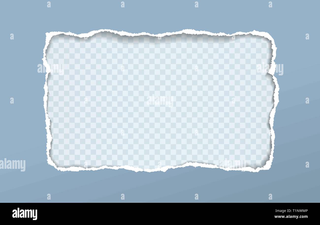 Torn blue paper frame for text on squared background. Vector illustration Stock Vector