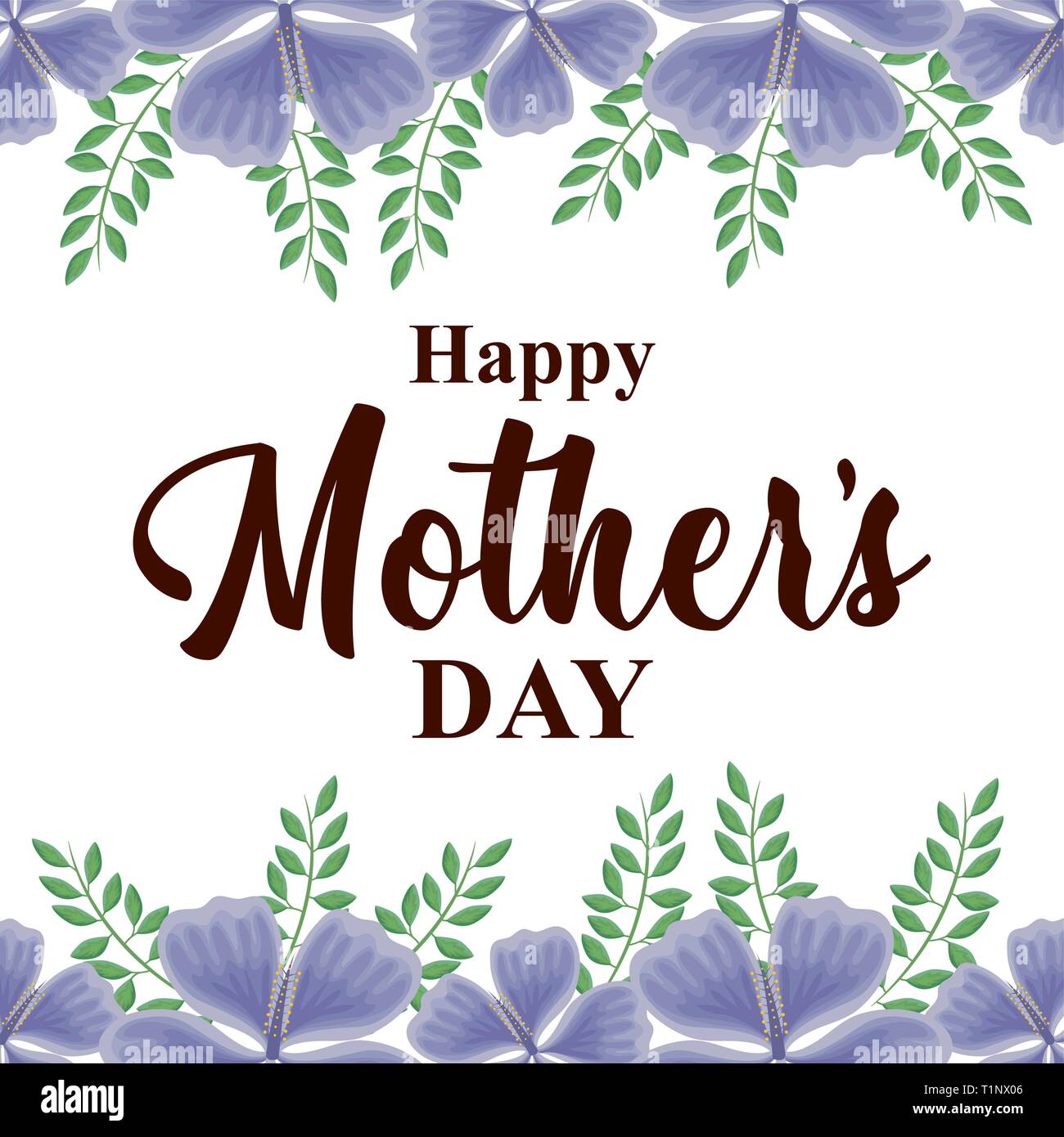 happy mother day card with frame of flowers vector illustration design ...