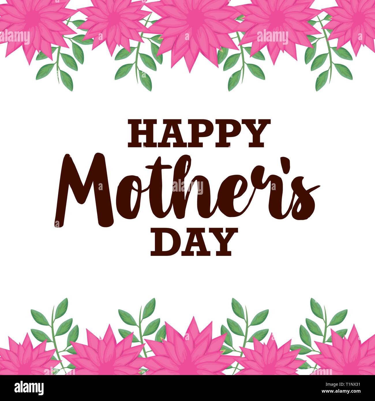 happy mother day card with frame of flowers vector illustration design ...