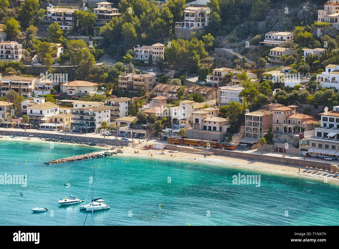 Aerial view of Port de Soller, Mallorca, Spain Stock Photo Alamy