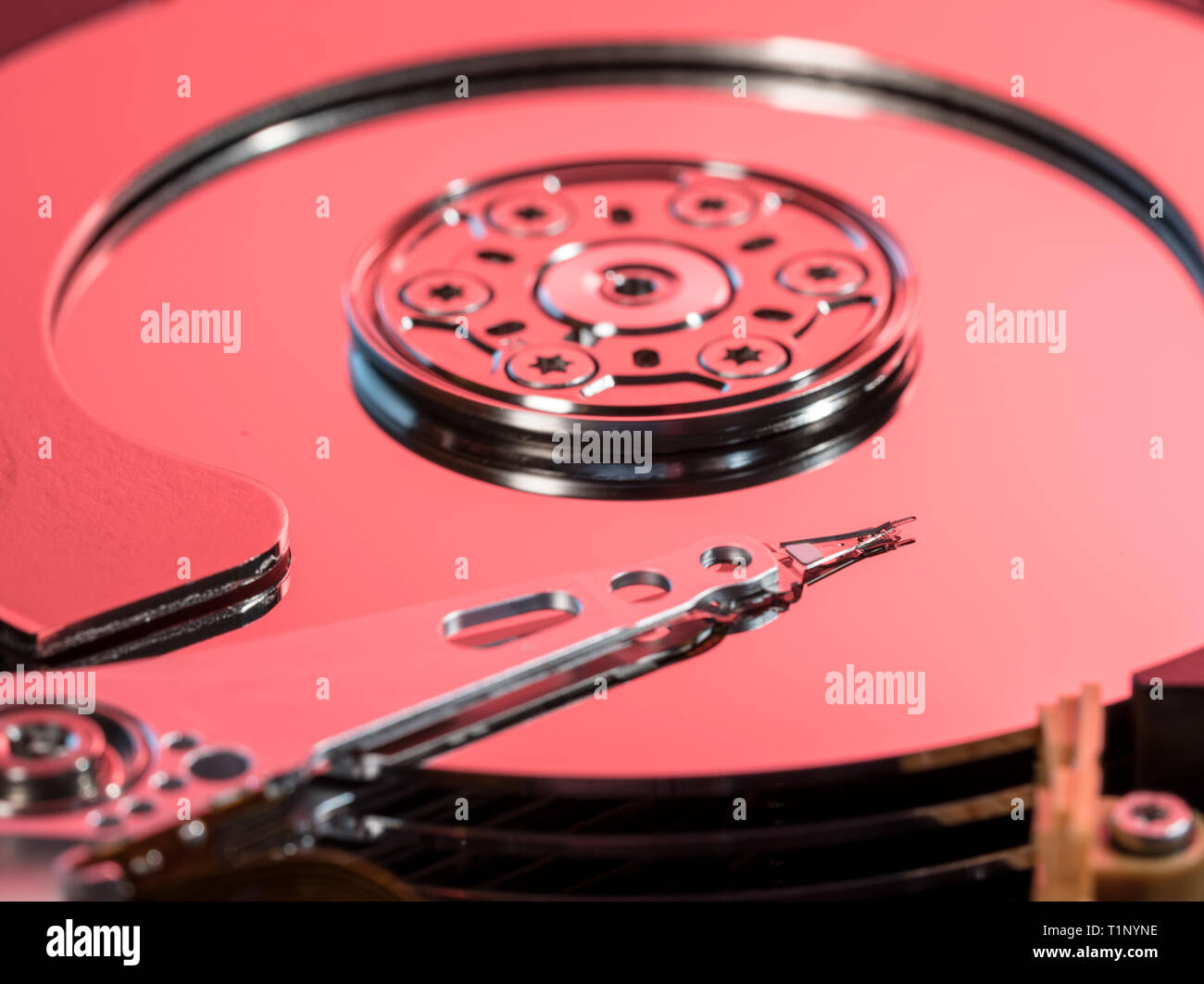 Concept illustration of artificial intelligence or data mining using hard drive Stock Photo