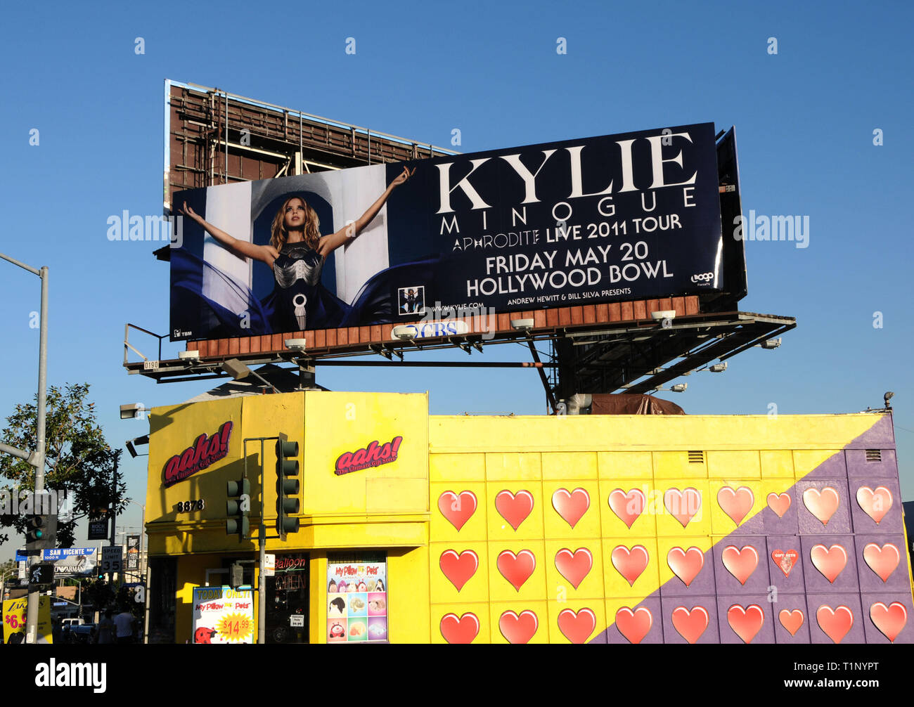 LOS ANGELES, CA - MAY 20: A general view of atmosphere of Kylie Minogue Aphrodite Live Tour Billboard on May 20, 2011 on Sunset Blvd in Los Angeles, California. Photo by Barry King/Alamy Stock Photo Stock Photo