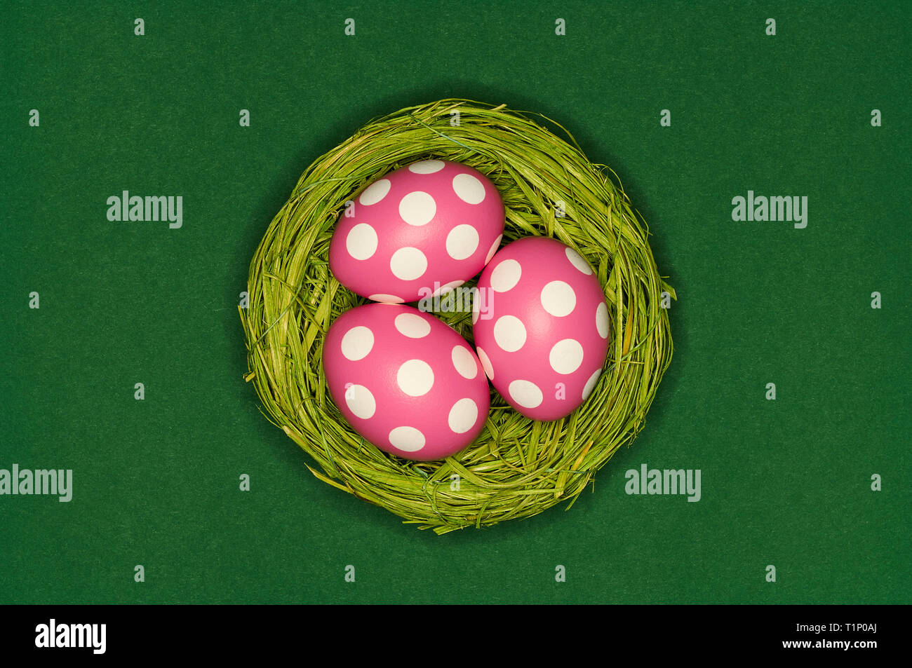 colored easter eggs in a green nest Stock Photo - Alamy