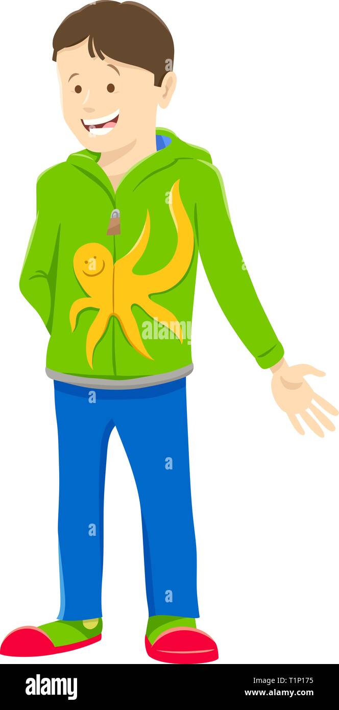 Cartoon Illustration of Funny Teen or Kid Boy Character Stock Vector ...