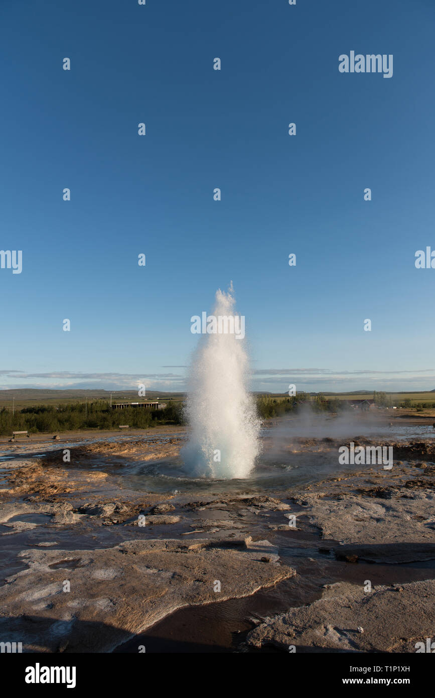 Eruption of Strokkur Geyser in Iceland Stock Photo - Alamy