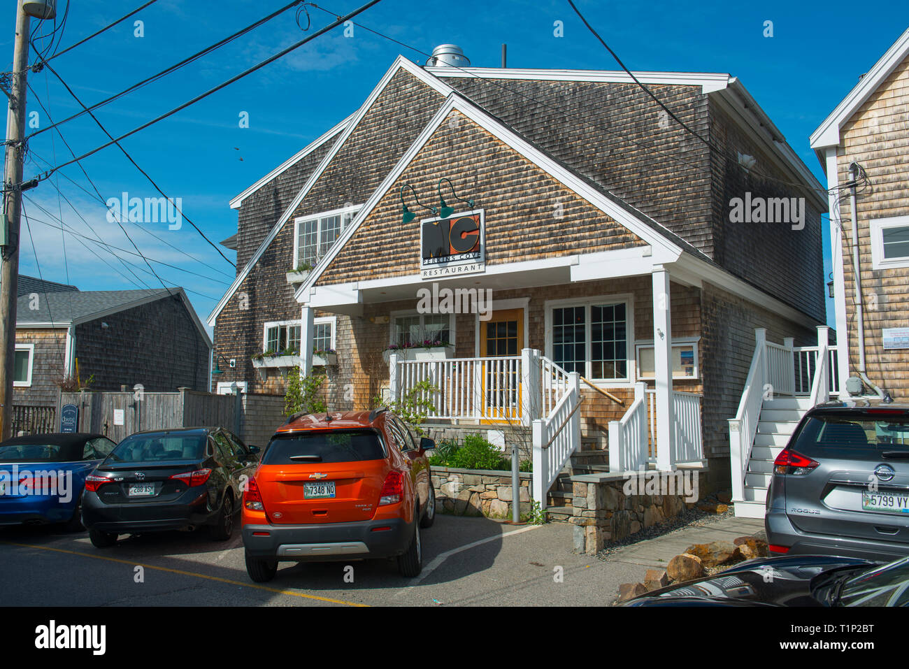 Historic buildings and shops in Perkins Cove in Ogunquit, Maine, USA