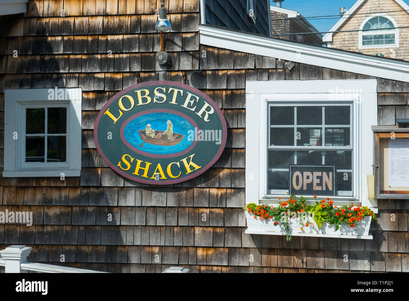 Historic buildings and shops in Perkins Cove in Ogunquit, Maine, USA