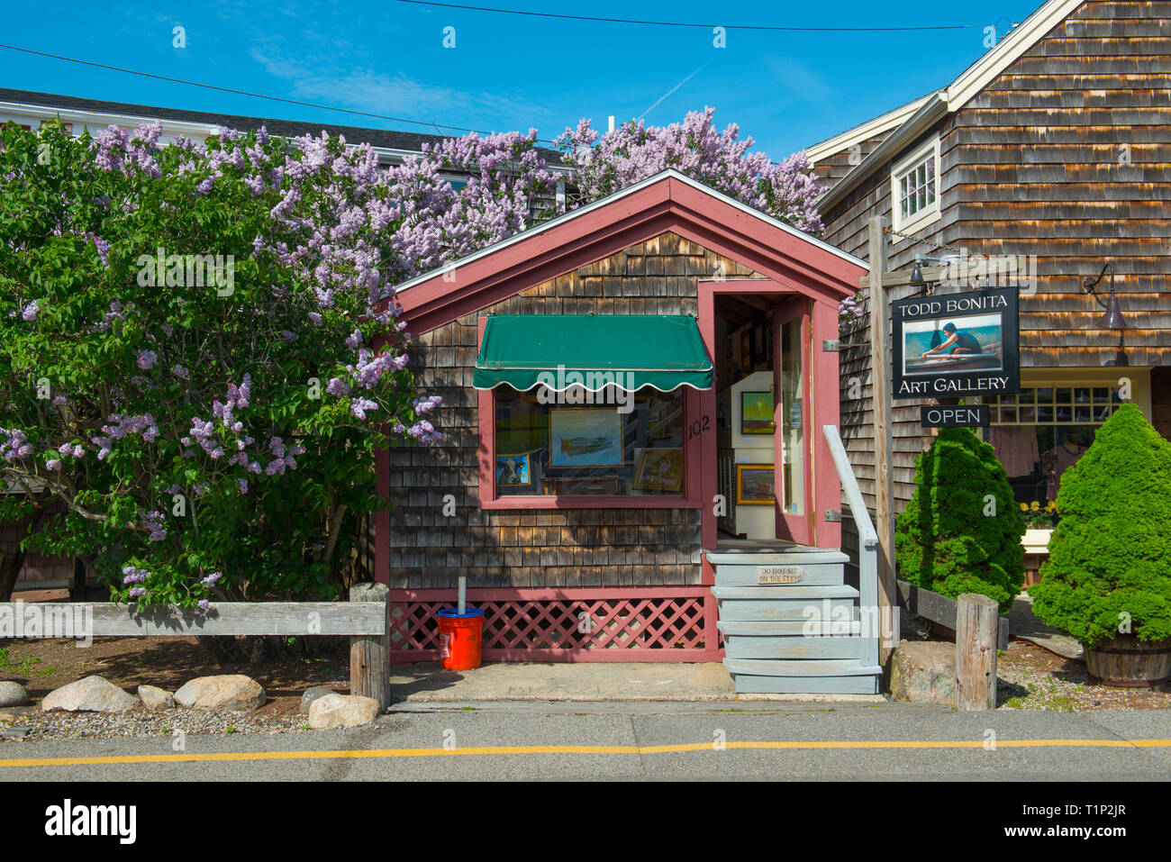 Historic buildings and shops in Perkins Cove in Ogunquit, Maine, USA