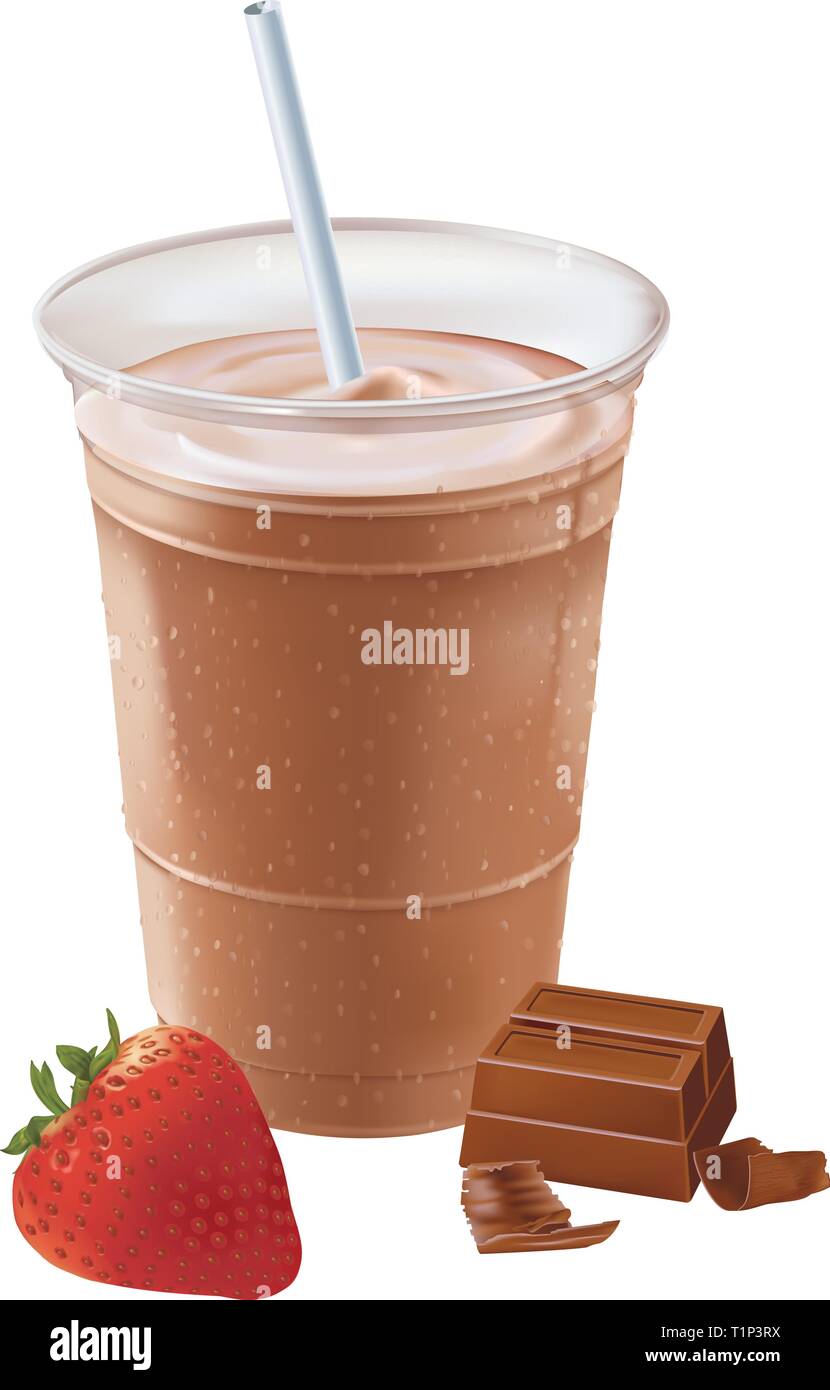 Strawberry & chocolate milkshake,vector Stock Vector