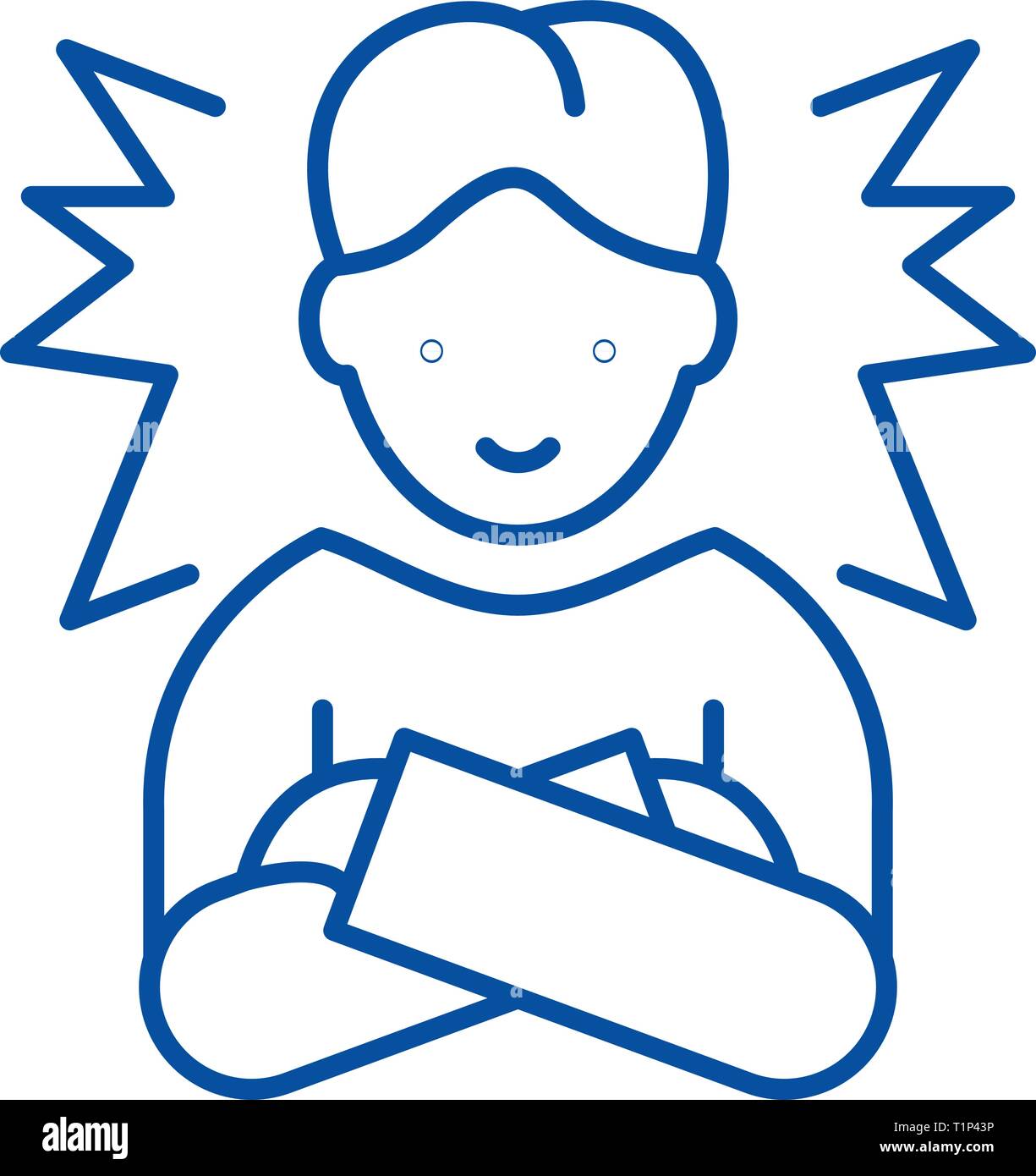 Ideal employee line icon concept. Ideal employee flat vector symbol