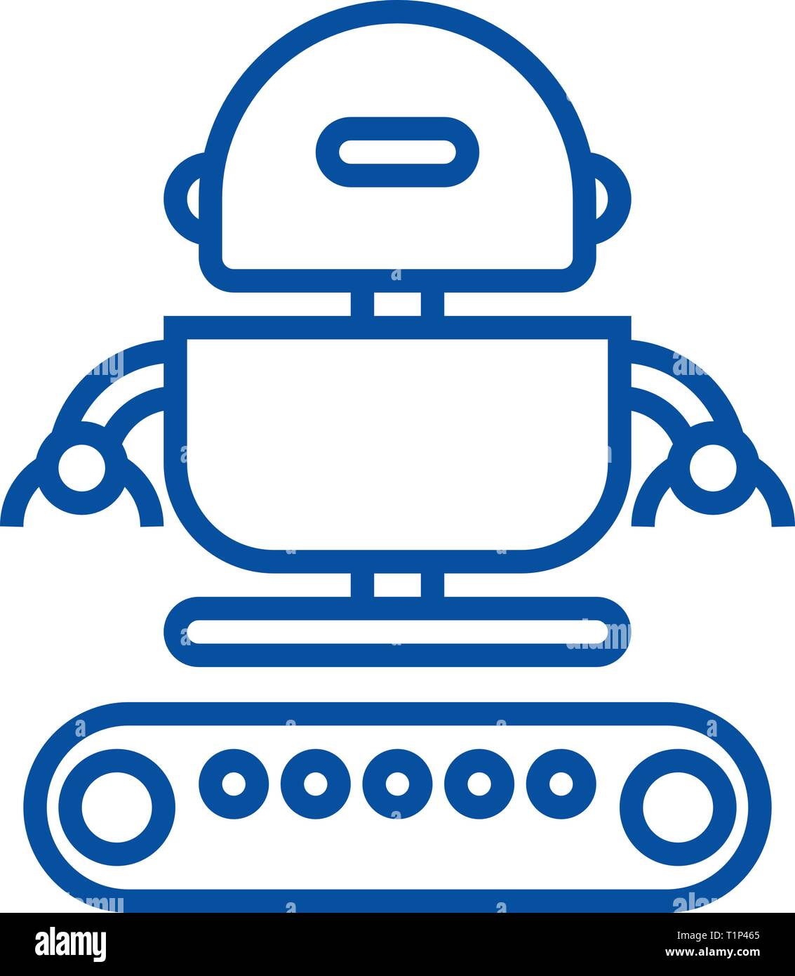 Industrial army robot line icon concept. Industrial army robot flat ...
