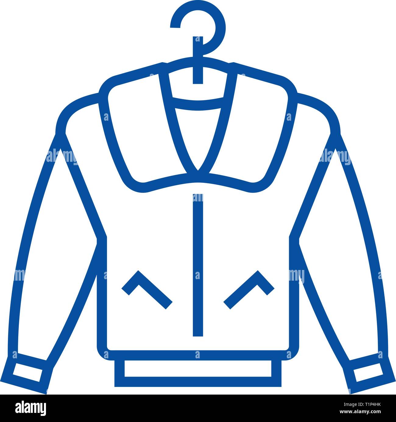 Jacket line icon concept. Jacket flat  vector symbol, sign, outline illustration. Stock Vector