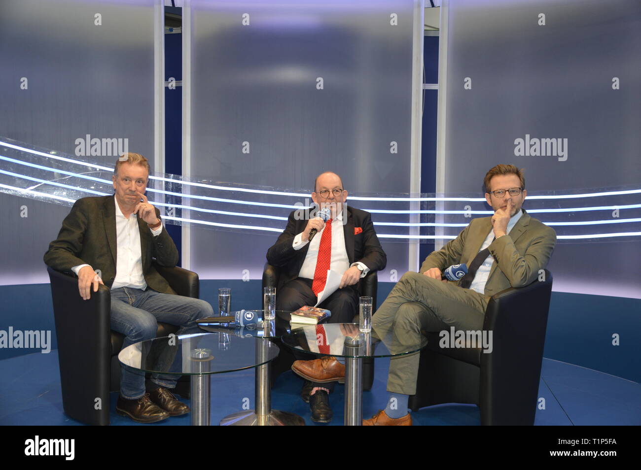 Helge Malchow Florian Illies Denis Scheck Buchmesse Leipzig 2303 19 Photo Wehnert Stock Photo Alamy