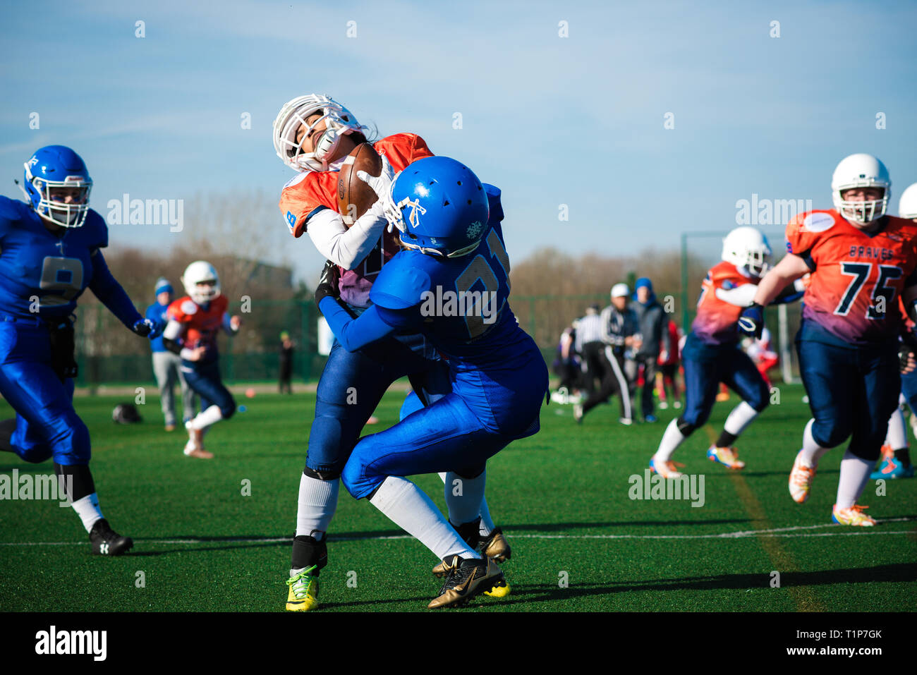 Derby Braves, female american football team Stock Photo Alamy