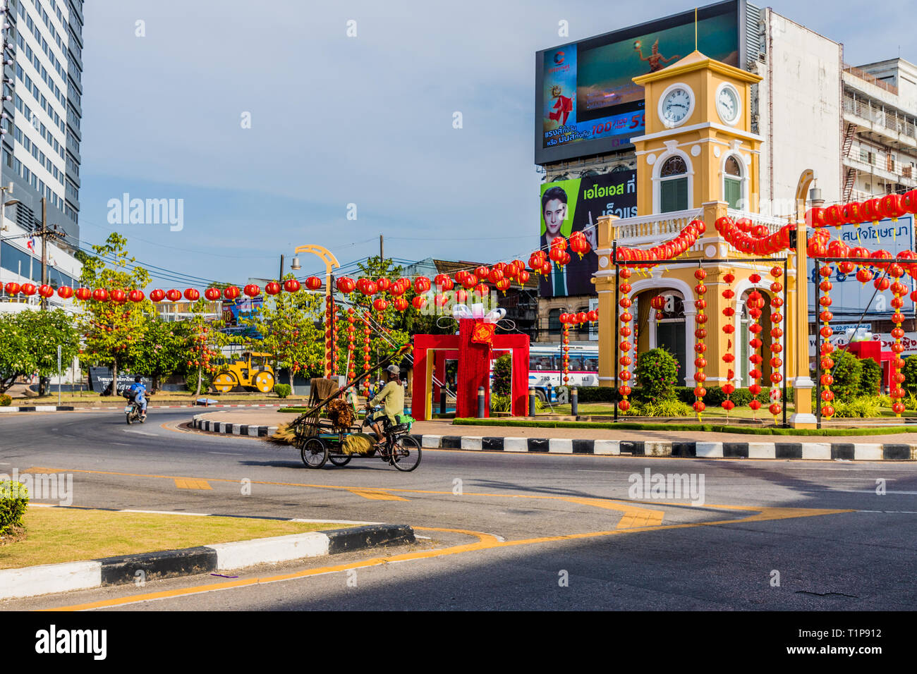 Phuket road roundabout in Phuket Town in Thailand Stock Photo