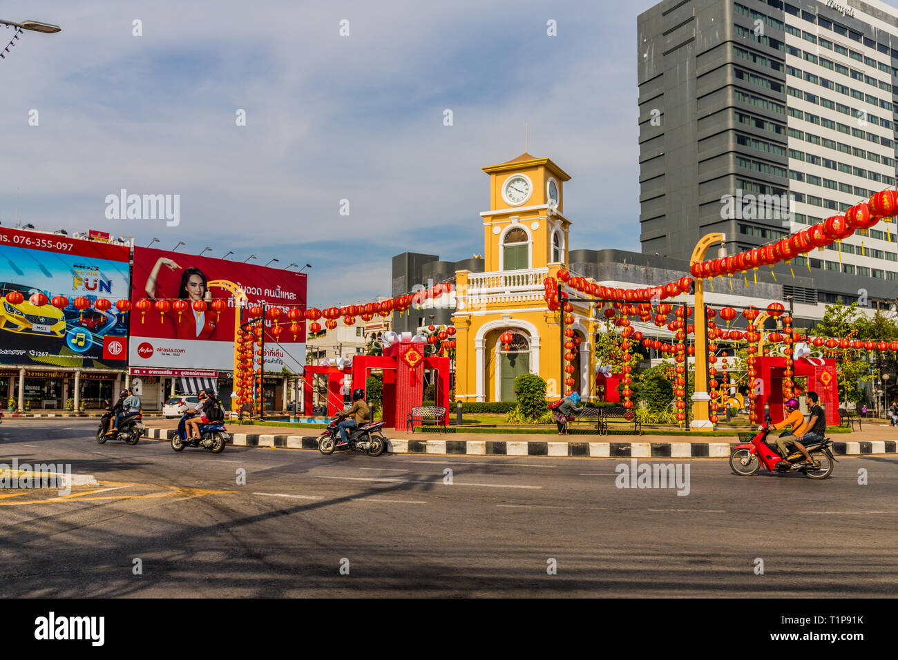 Phuket road roundabout in Phuket Town in Thailand Stock Photo