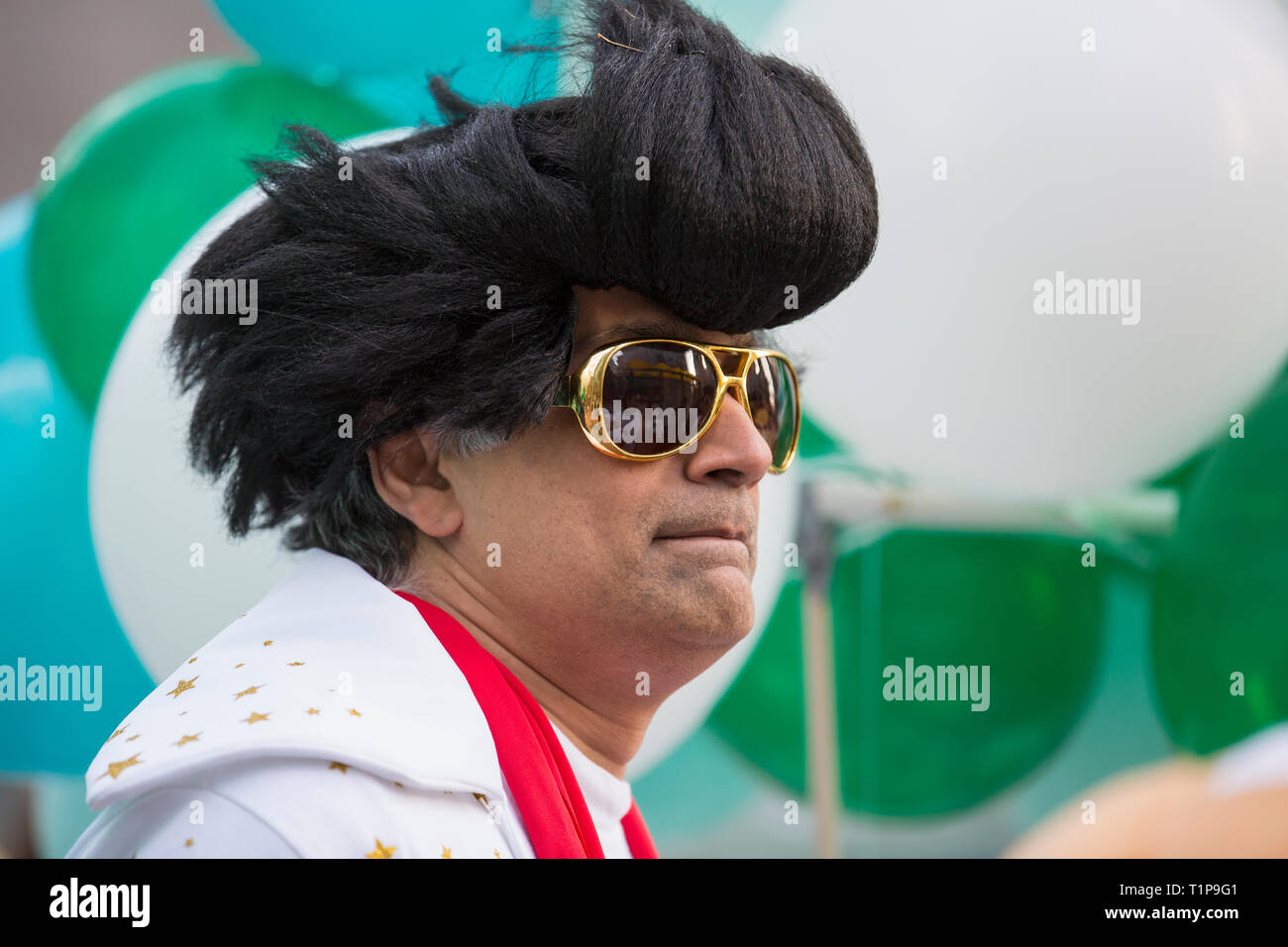 Elvis impersonator in the Chinese New Year Parade in San Francisco Stock Photo