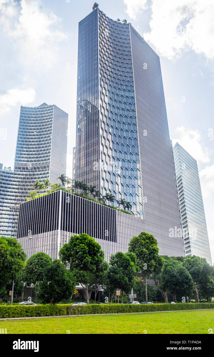 DUO office towers seen from Tan Quee Lan Field, Singapore. Stock Photo