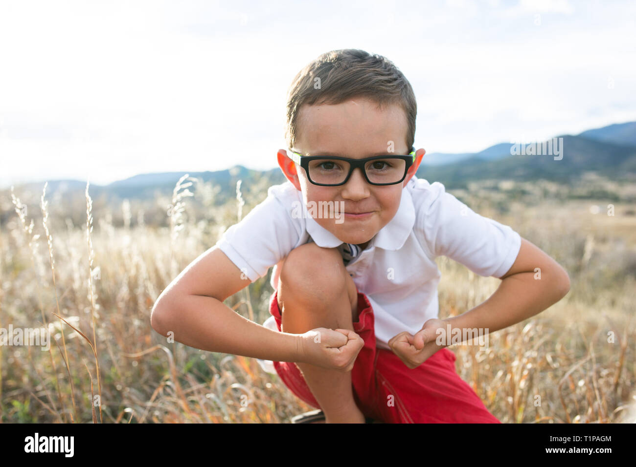 Boy making muscles hi-res stock photography and images - Alamy