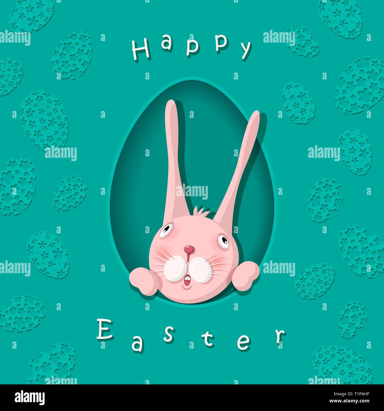Happy easter colorful postcard image. Stock Vector