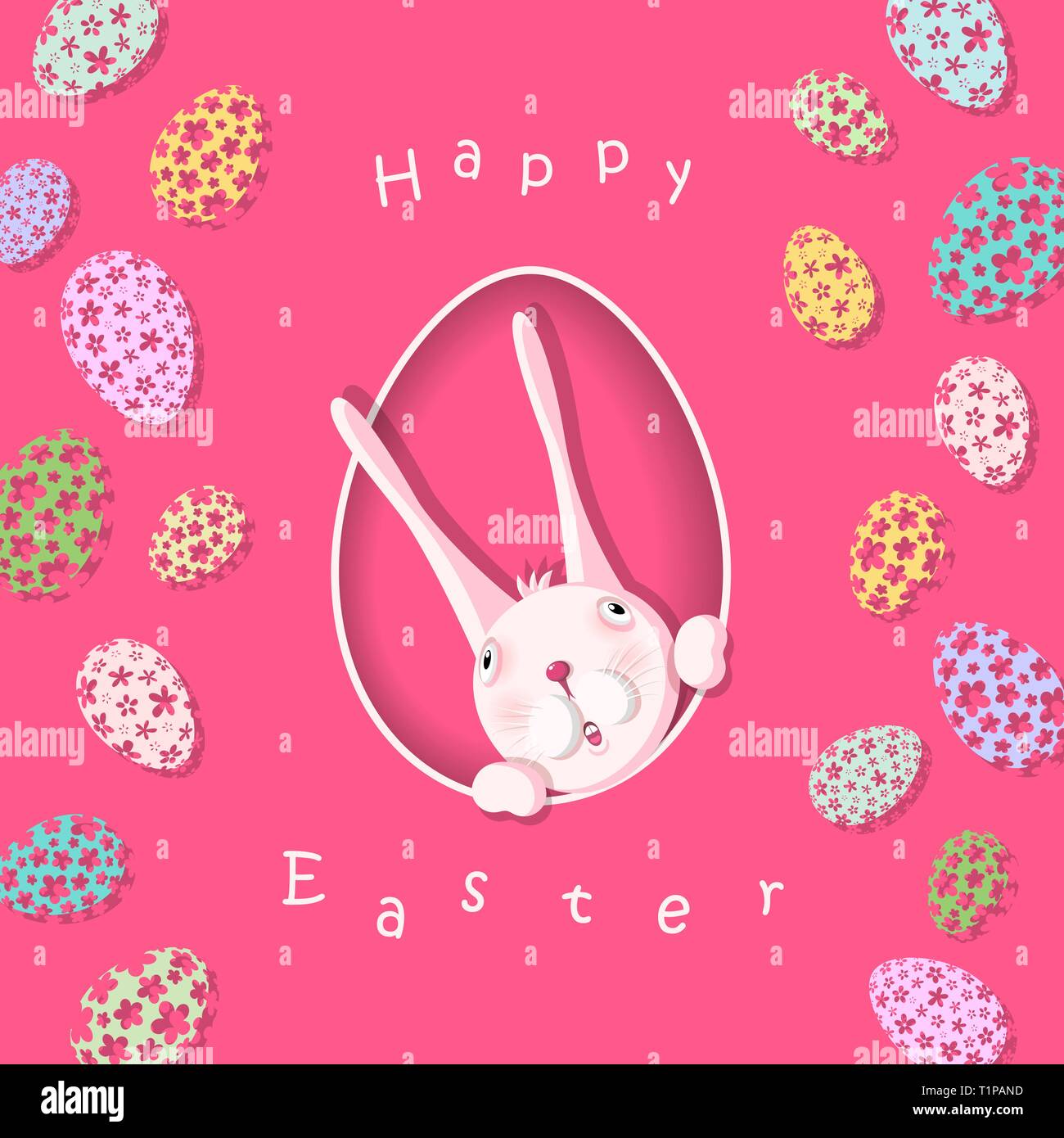Happy easter colorful postcard image. Stock Vector