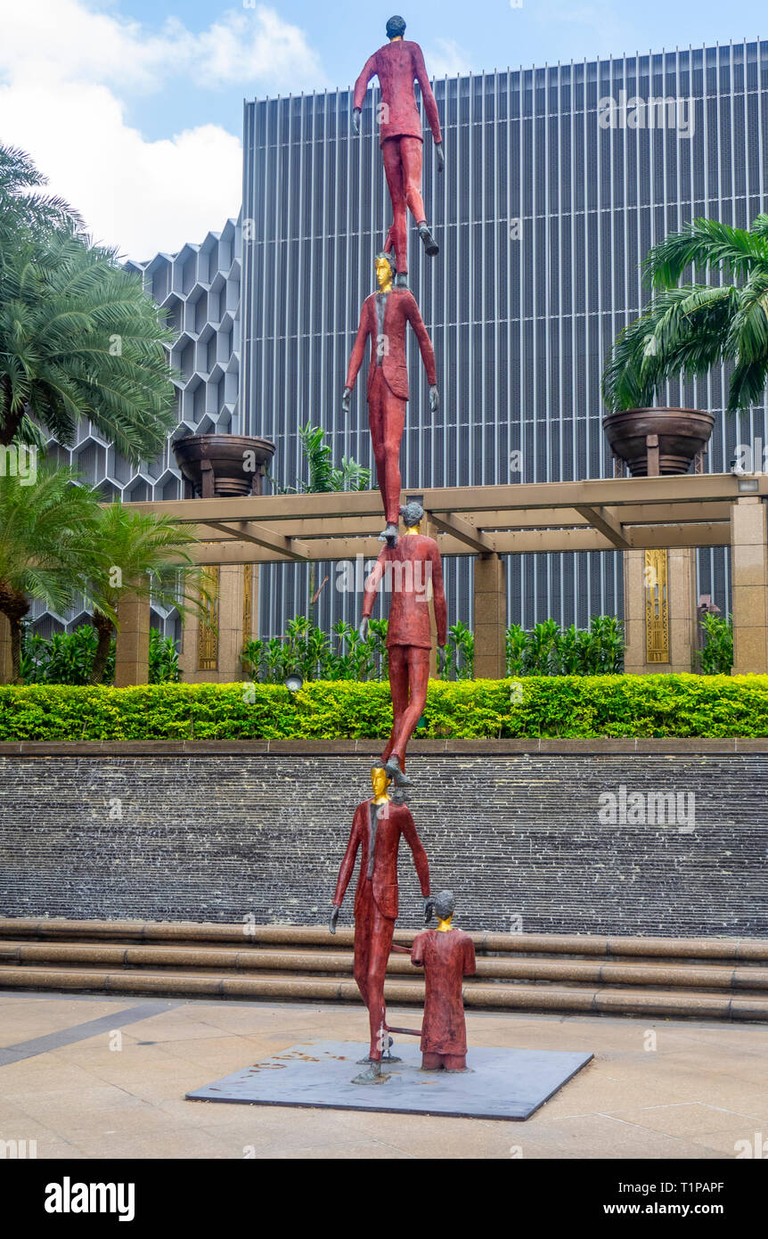 Italian sculptor Roberto Barni sculpture Colonna Bisbetica at plaza of Parkview Square Singapore. Stock Photo
