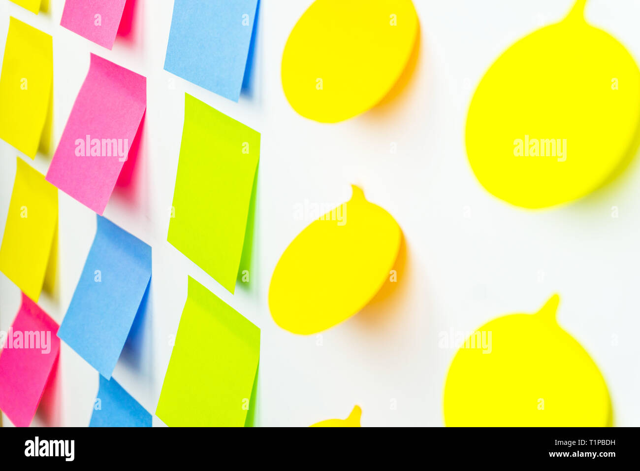Sticky Note Post It notes Board Office side view Stock Photo - Alamy
