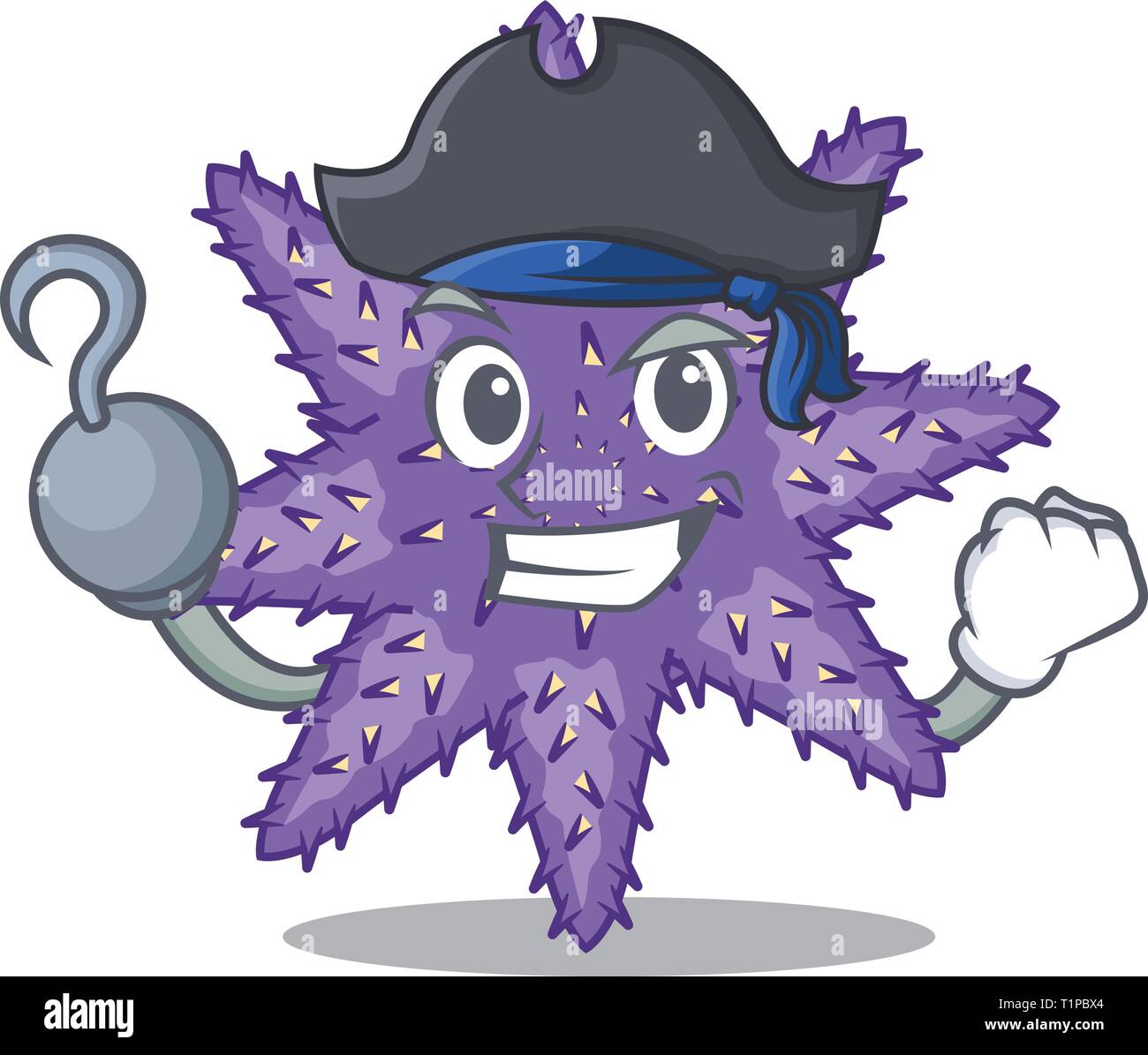 Pirate purple starfish isolated with the mascot vector illustration Stock Vector