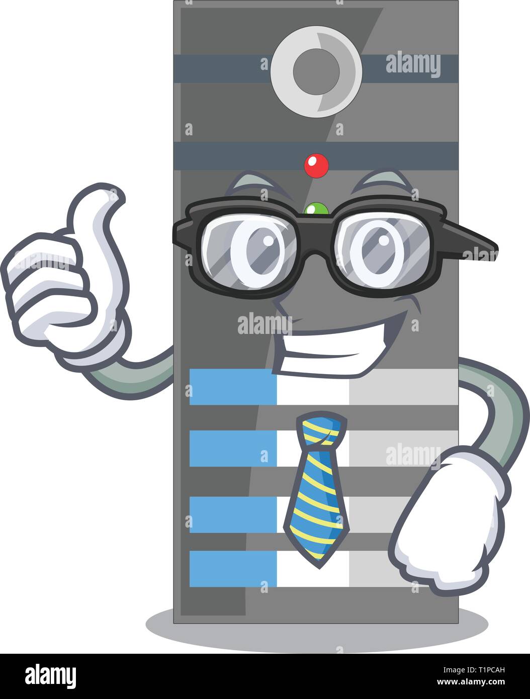 Businessman data server isolated in the character vector illustration Stock Vector