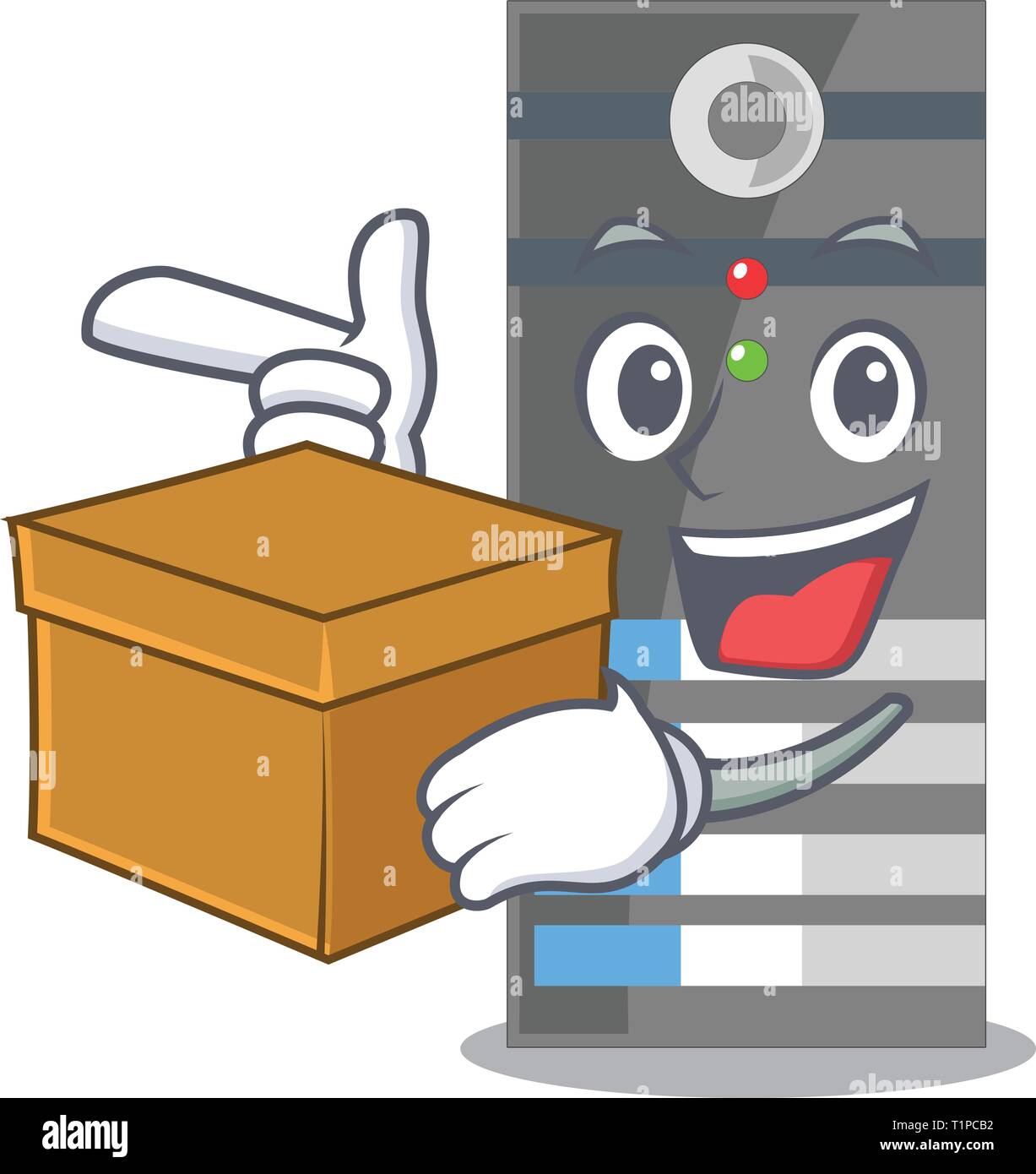 With box data server isolated in the character vector illustration Stock Vector