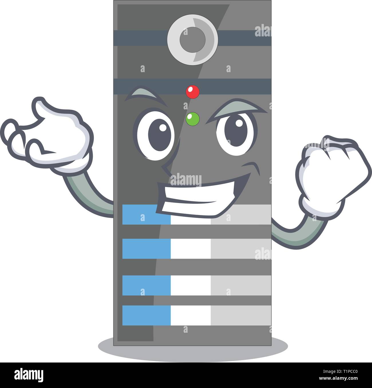 Successful data server isolated in the character vector illustration Stock Vector