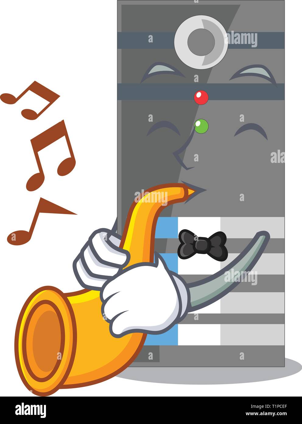 With trumpet server data in the cartoon shape vector ilustration Stock Vector