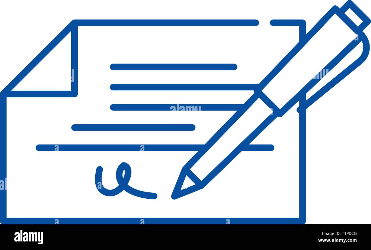 Check signature line icon concept. Check signature flat vector symbol