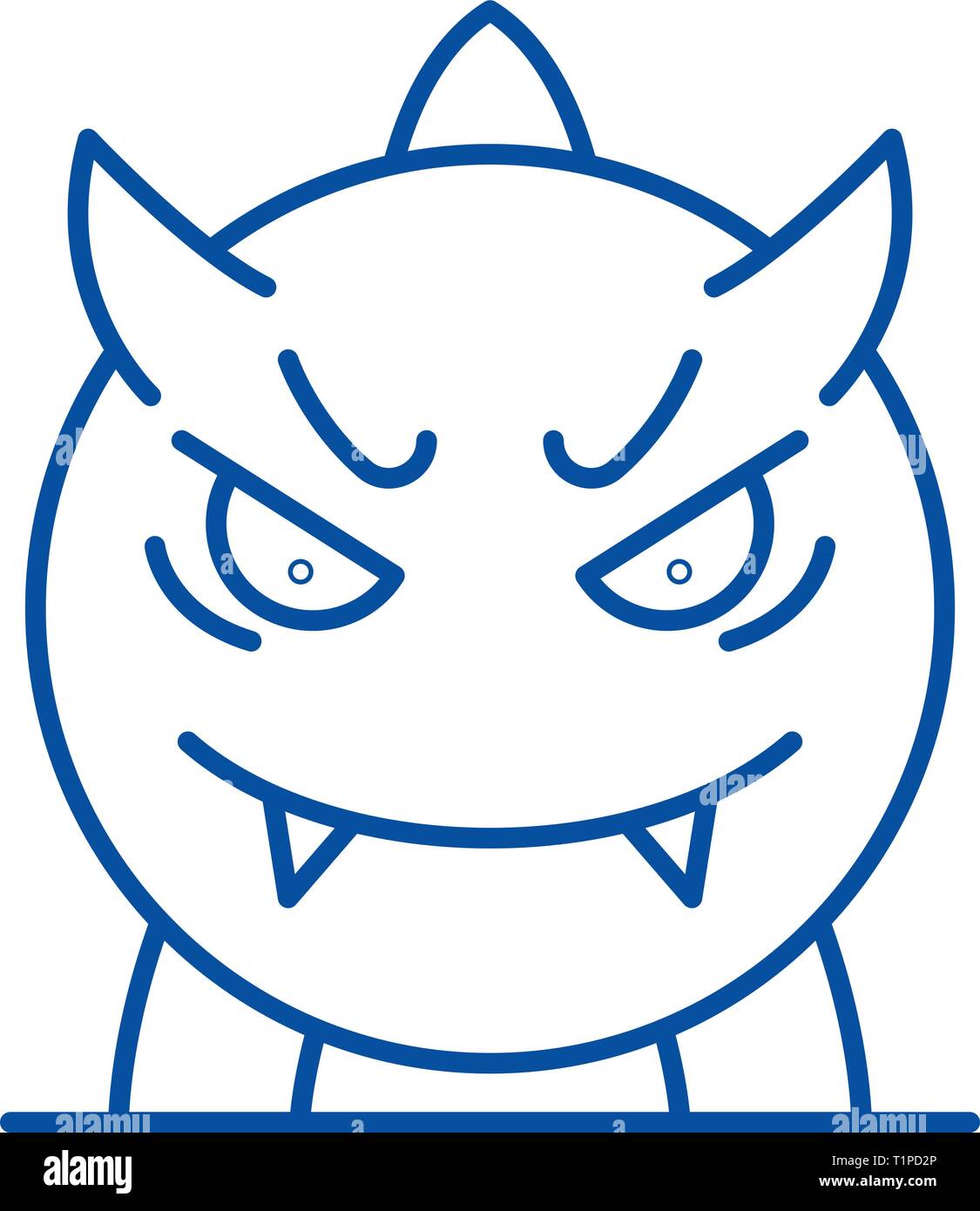 Cheerful vampire line icon concept. Cheerful vampire flat vector symbol ...