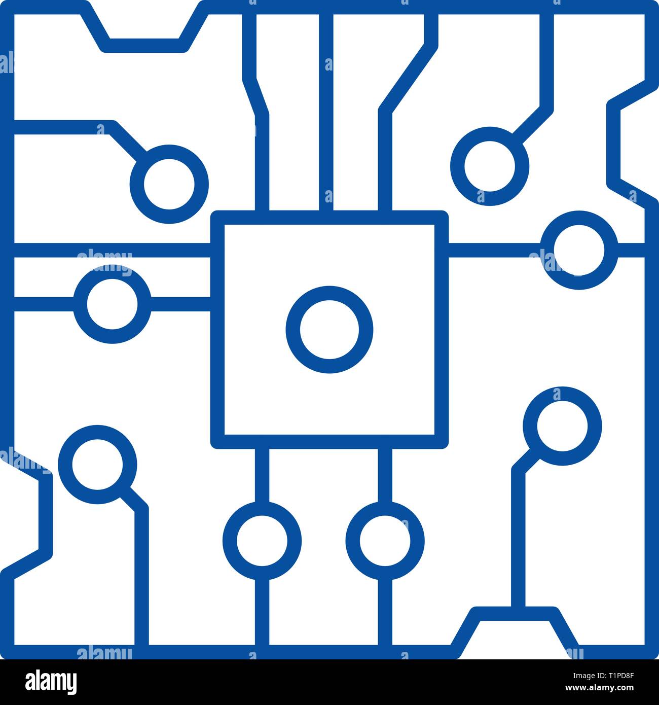 Chip line icon concept. Chip flat vector symbol, sign, outline illustration Stock Vector Image