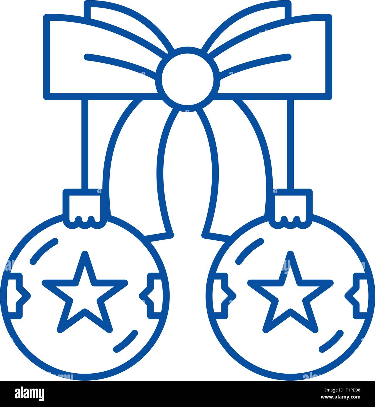 Christmas balls with bow line icon concept. Christmas balls with bow ...