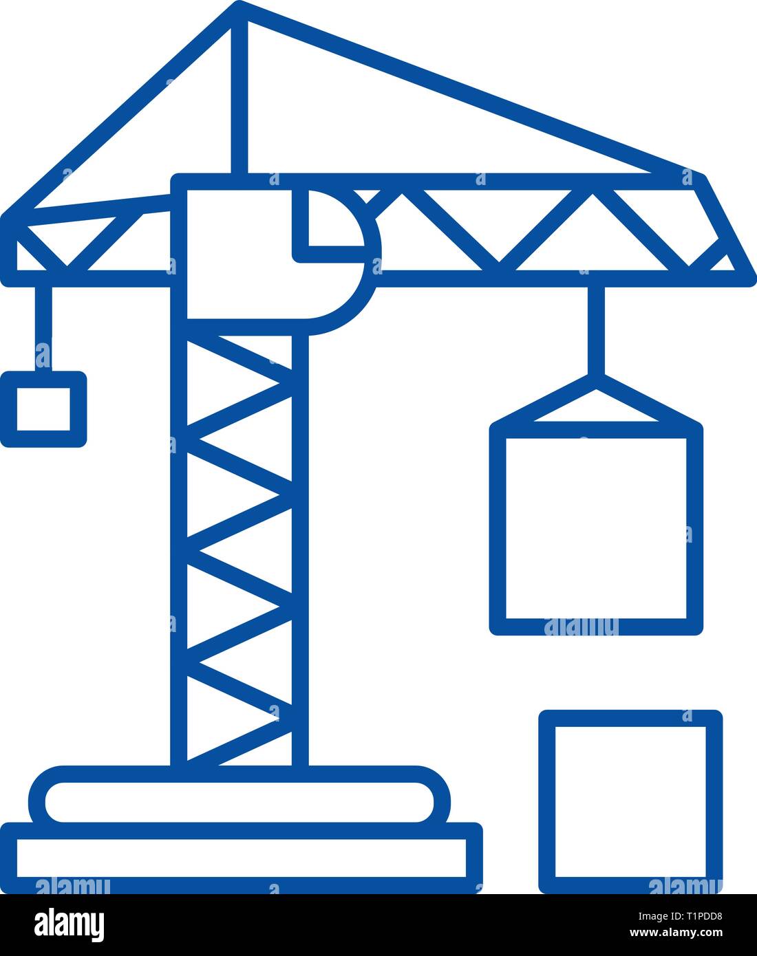 Civil construction crane line icon concept. Civil construction crane flat  vector symbol, sign, outline illustration. Stock Vector