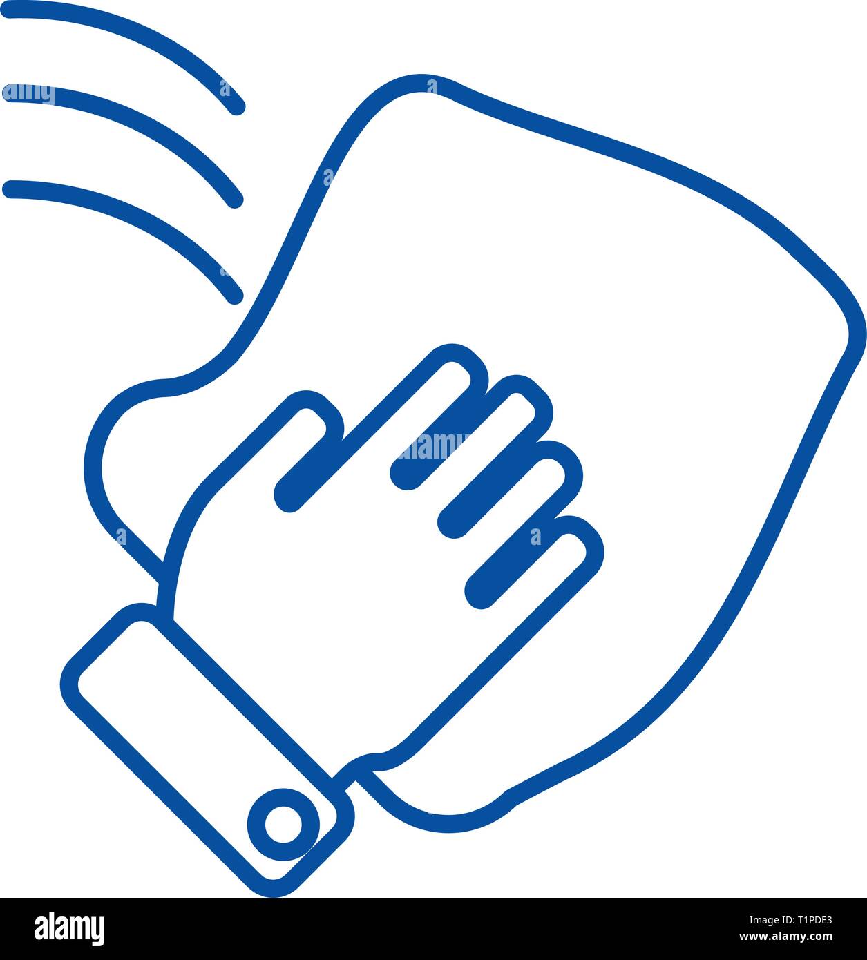 Cleaning hand, wash cloth line icon concept. Cleaning hand, wash cloth