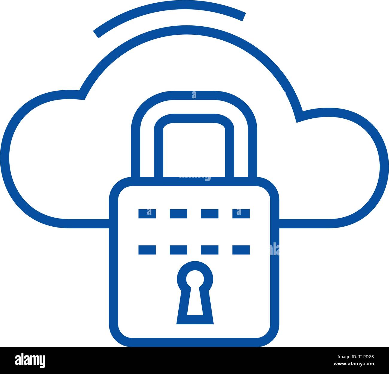 Cloud security line icon concept. Cloud security flat vector symbol ...