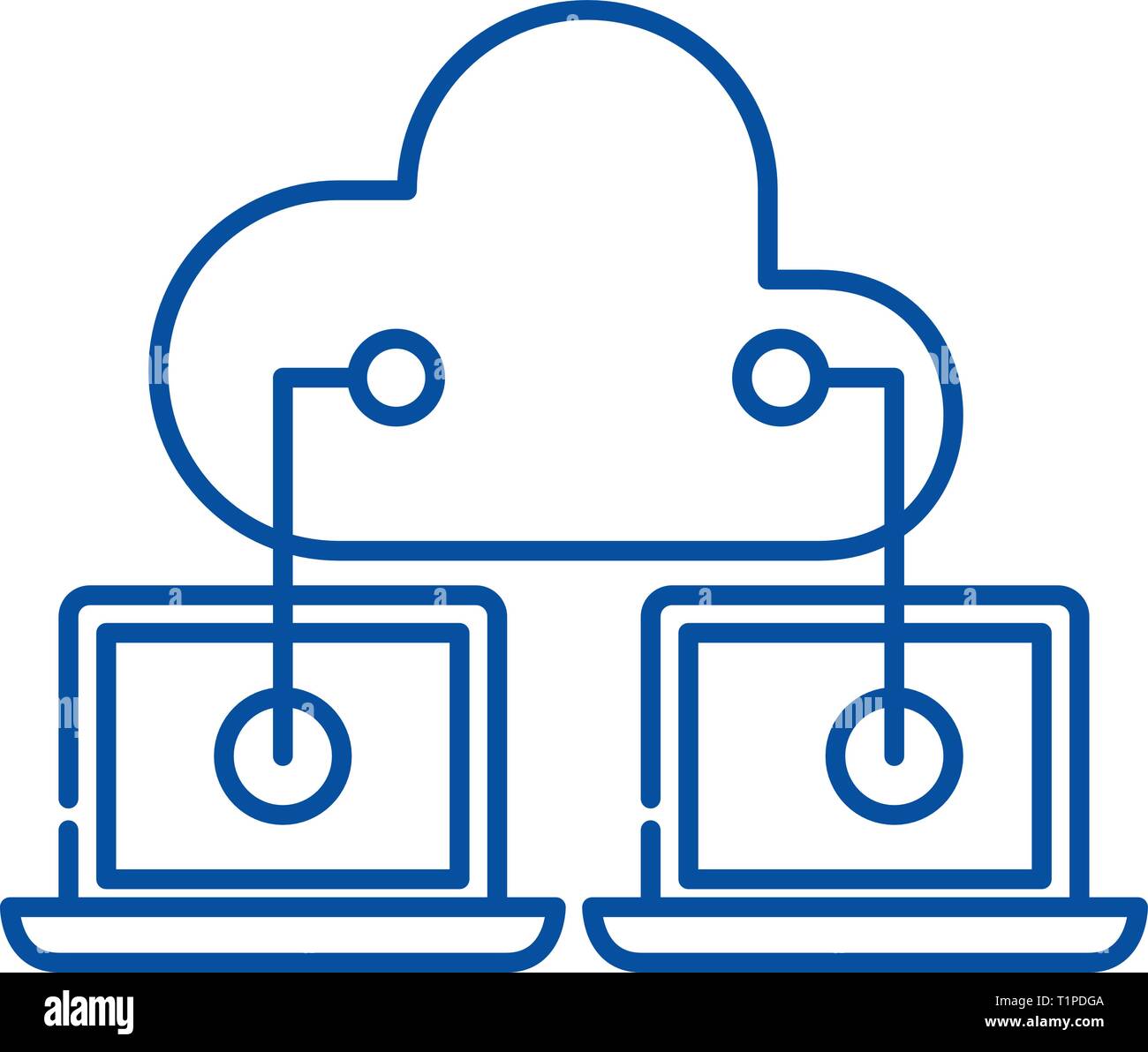 Cloud technologies line icon concept. Cloud technologies flat  vector symbol, sign, outline illustration. Stock Vector