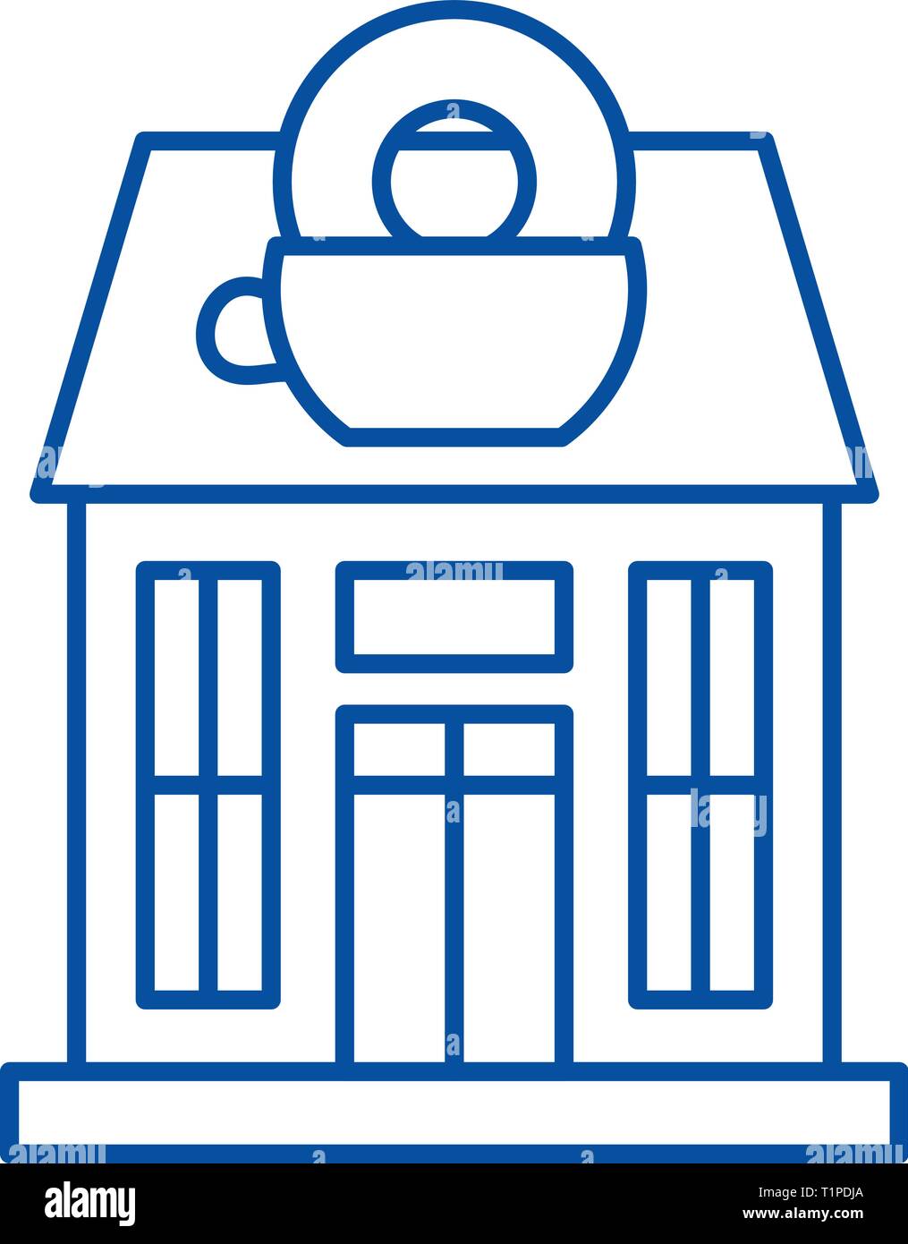 Coffee house line icon concept. Coffee house flat vector symbol, sign
