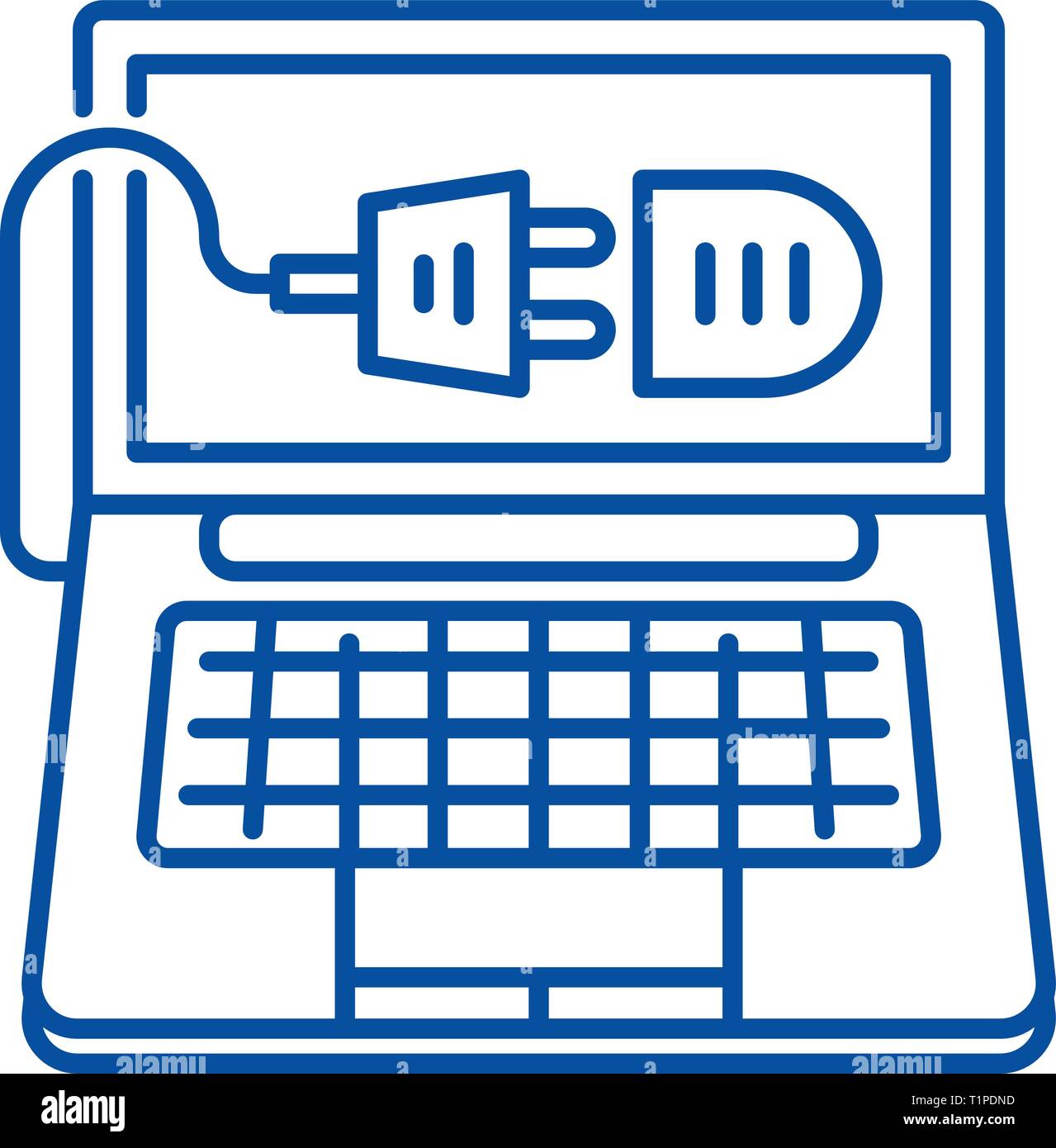 Computer connection line icon concept. Computer connection flat vector ...
