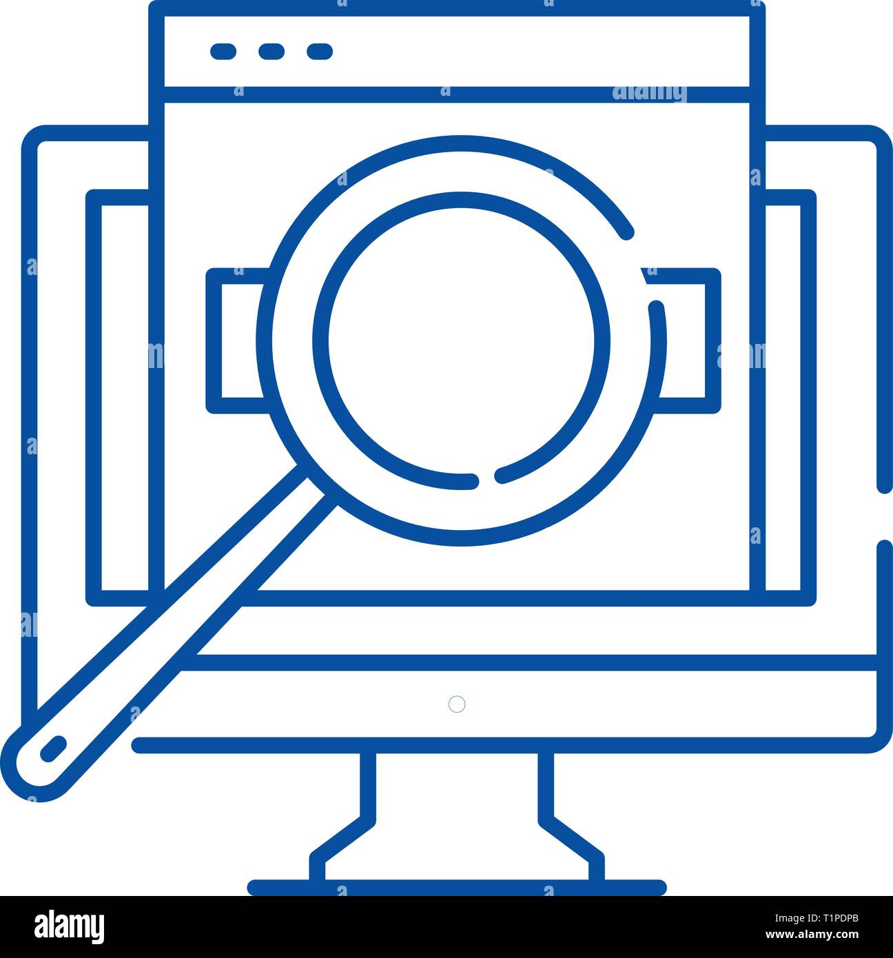 Computer search line icon concept. Computer search flat vector symbol ...