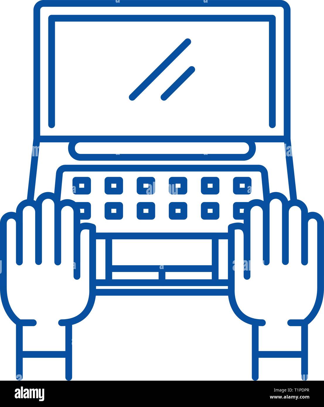 Computer work line icon concept. Computer work flat vector symbol, sign ...