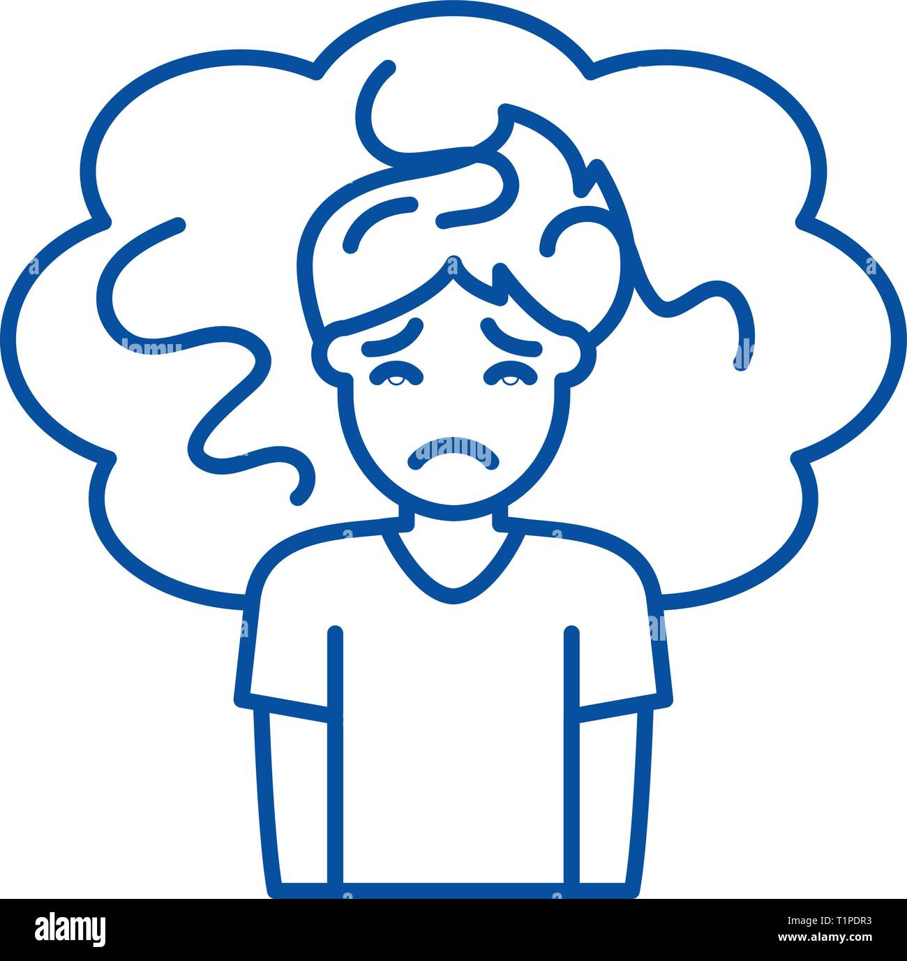 Concern line icon concept. Concern flat vector symbol, sign, outline ...