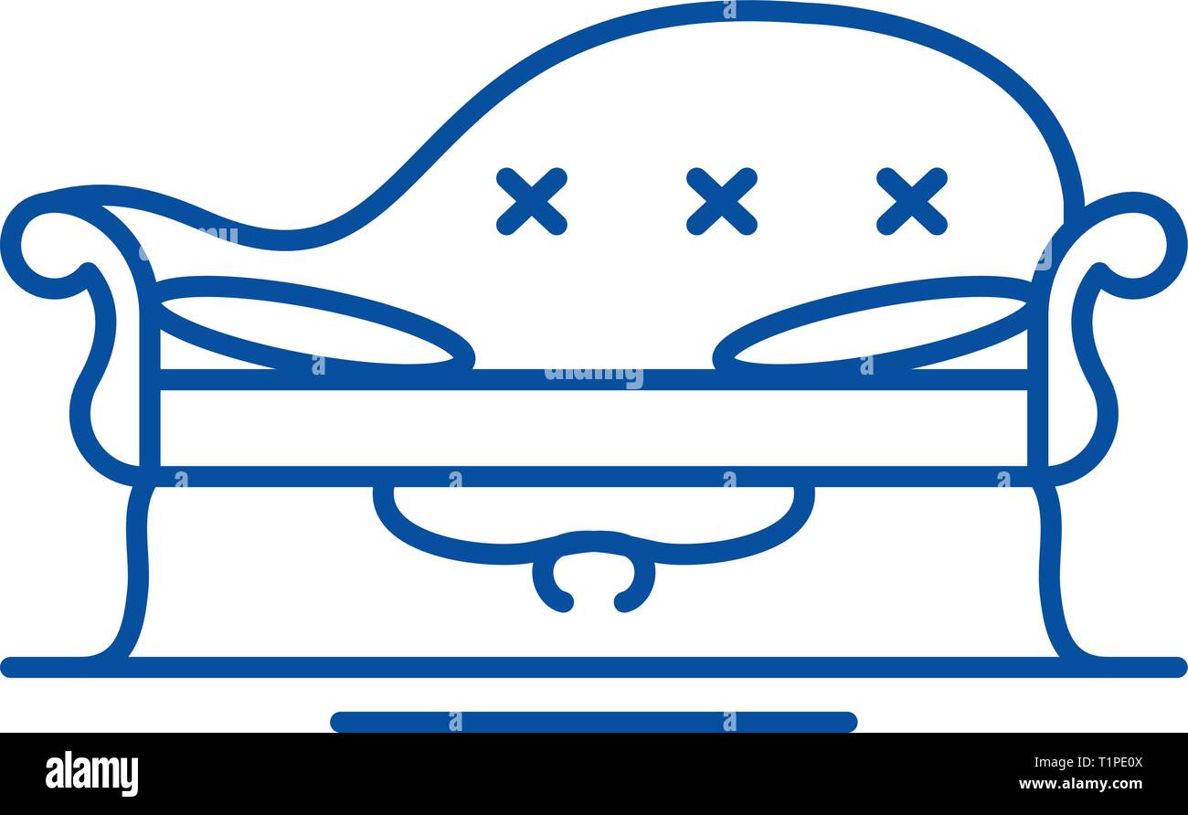 Couch line icon concept. Couch flat vector symbol, sign, outline ...
