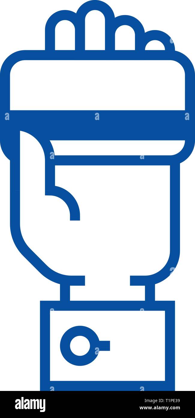 Credit card in hand,pay by card line icon concept. Credit card in hand ...